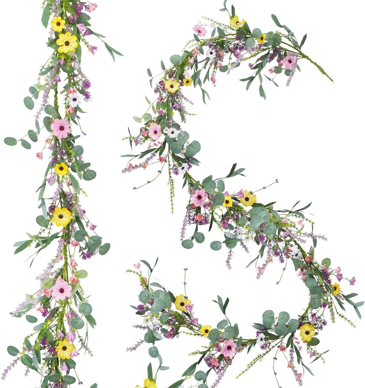 6.5Ft Daisy Garland Spring Flowers Garland Wildflower Garland (1 Pcs)